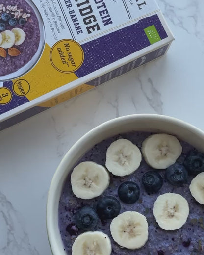 High protein porridge blueberry-banana